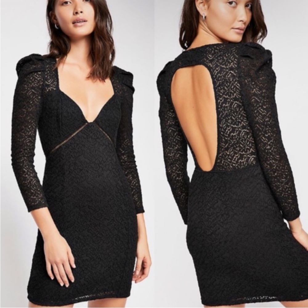 Free People Black Lace Mini Dress
